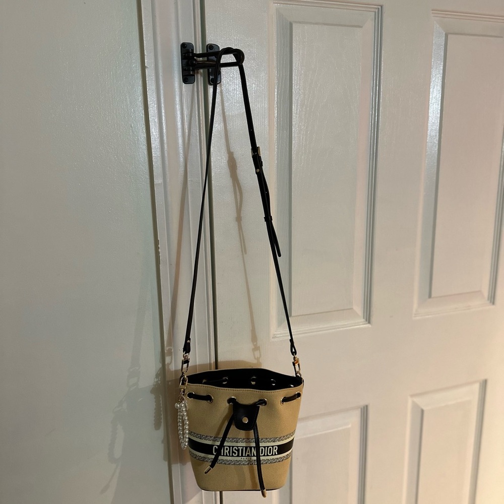 GWP Dior Beauty Tan Mini Bucket Bag with Pearl Handle - Picture 5 of 5